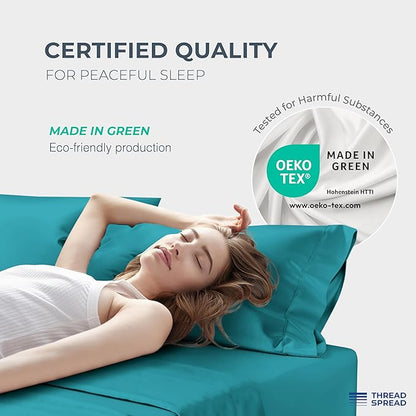 THREAD SPREAD 100% Egyptian Cotton Sheets Queen Size Bed Set - Image 6