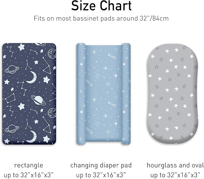 Baby Bassinet Sheets 3 Pack, Fitted Cradle Sheets - Image 3