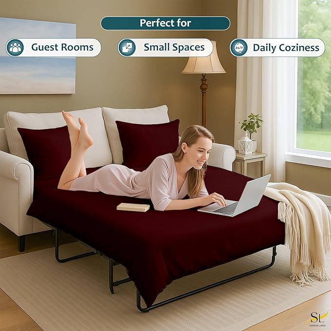 Shreem Linen Luxury Queen Sleeper Sofa Bed Sheet Set, 100% Egyptian Cotton - Image 5