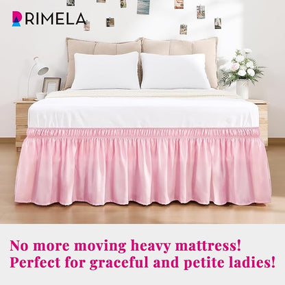 RIMELA Bed Skirt Twin Size Dusty Pink 15 Inch Drop, Wrap Around Elastic Bedskirt - Image 2