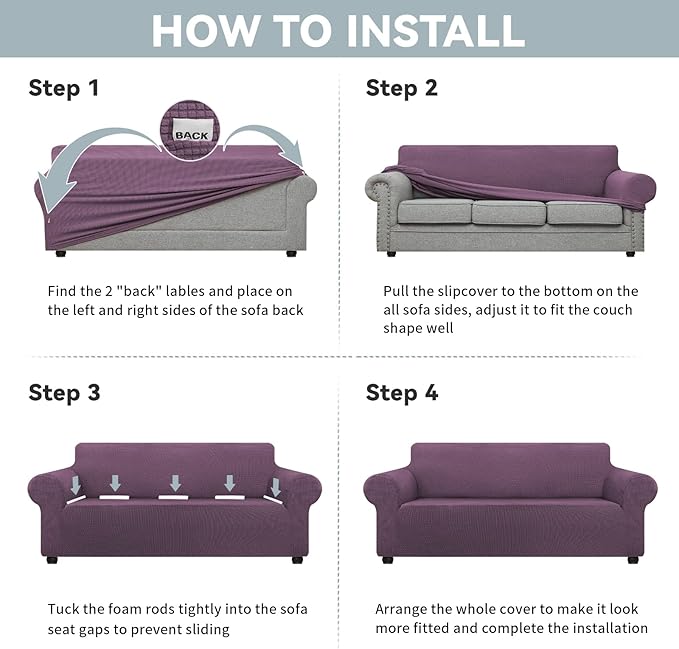 LURKA Stretch Oversized Sofa Slipcovers 1 Piece Couch Covers - Image 6