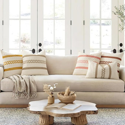MIULEE Set of 2 Rust Decorative Pillow Covers 20x20 Inch Farmhouse Rustic Boho - Image 3