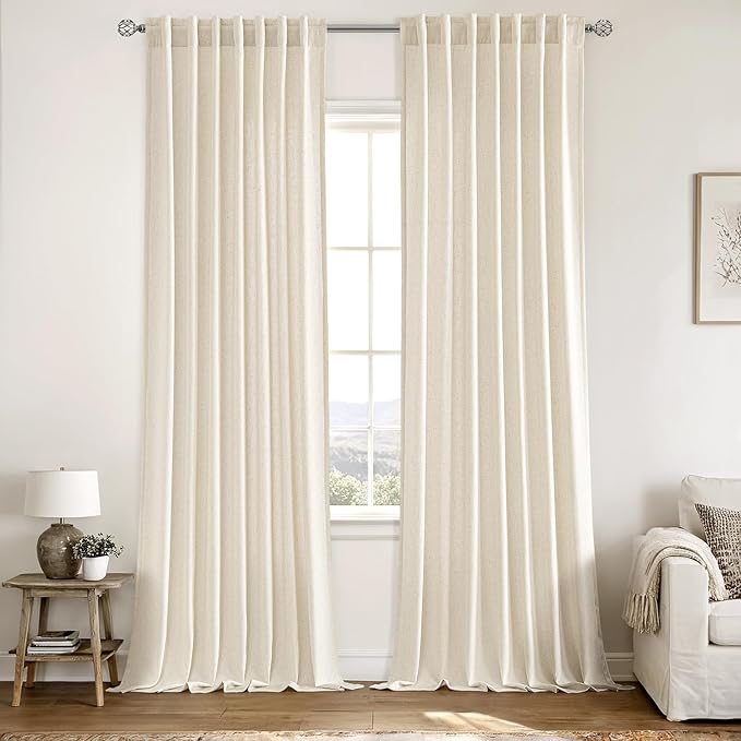 MIULEE Non-See-Through Privacy Linen Curtains 2 Panels, Light Filtering Window - Image 3