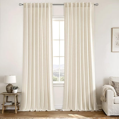 MIULEE Non-See-Through Privacy Linen Curtains 2 Panels, Light Filtering Window - Image 3