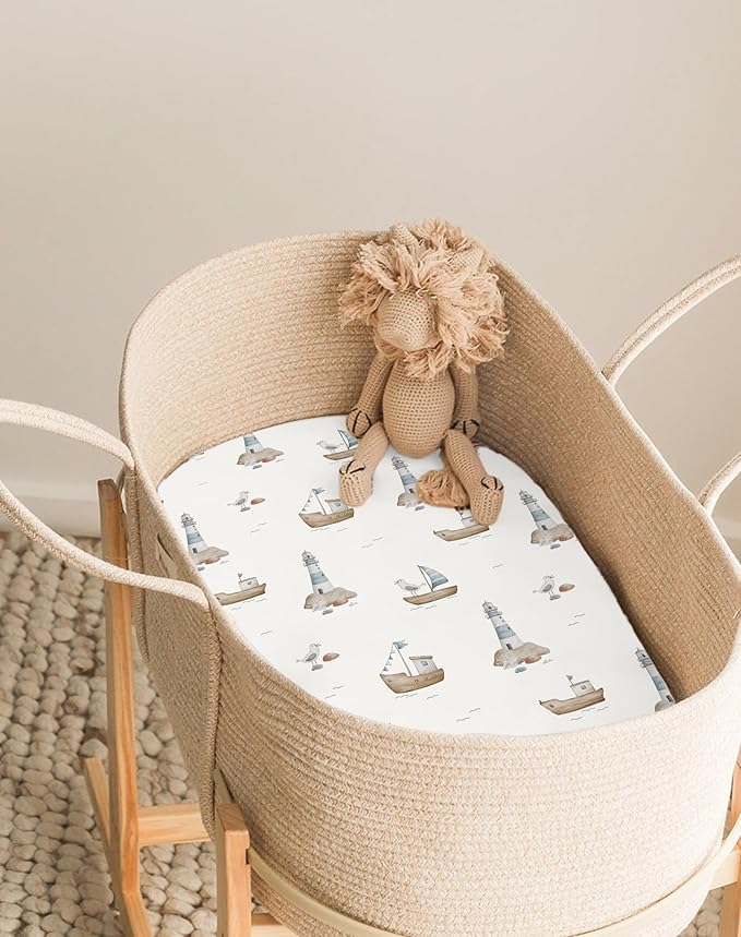 Bassinet Sheets for Baby Girls Boys 2 Pack, Fitted Baby Mattress Sheet for - Image 5