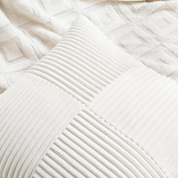 Fancy Homi 2 Packs Cream White Lumbar Decorative Throw Pillow Covers 14x24 Inch - Image 3