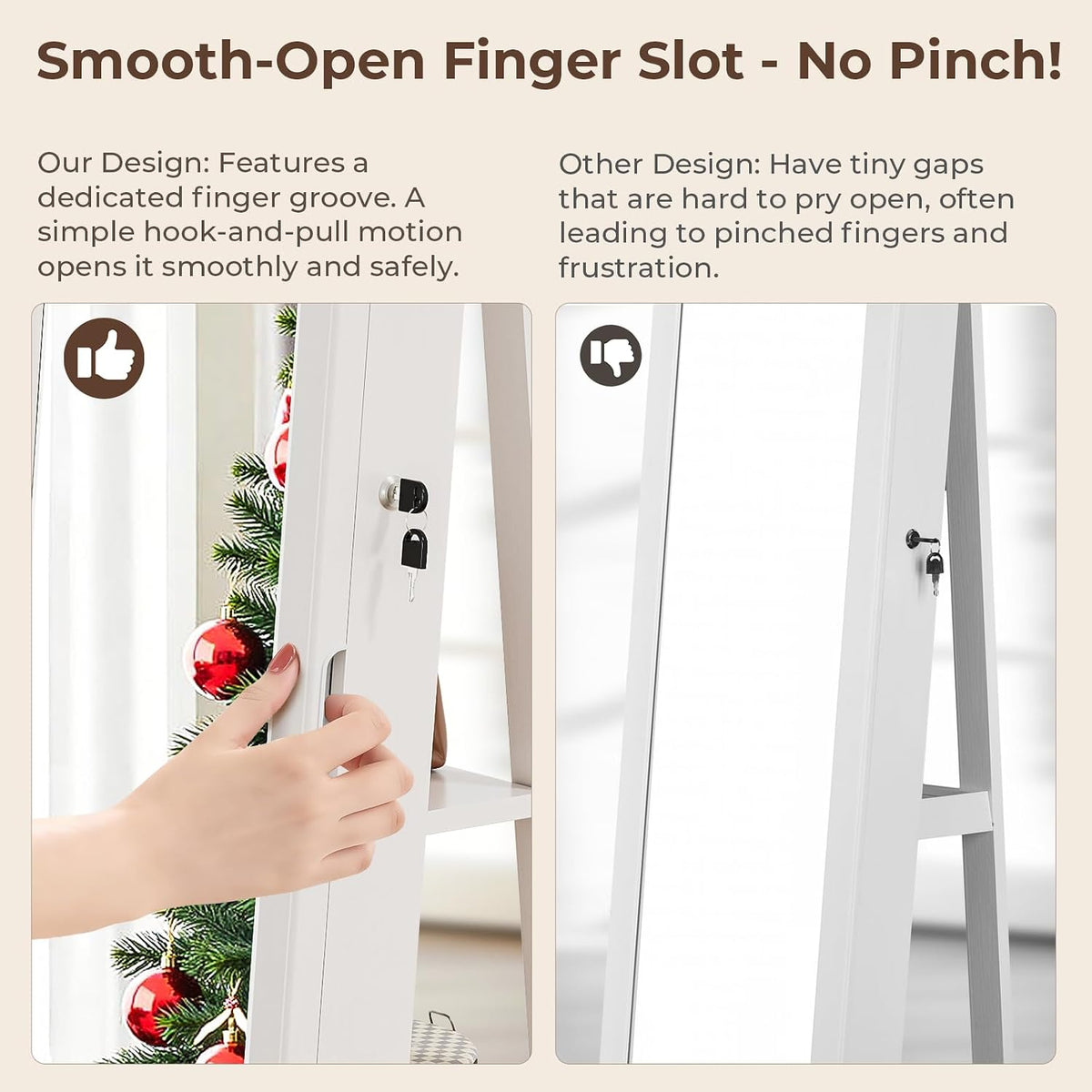 4-in-1 jewelry armoire with jewelry organizer storage, white on a desk or shelf
