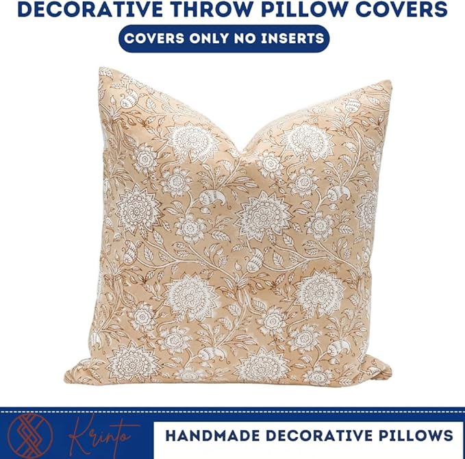 Designer Floral Print on Off White Linen Pillow Cover, Boho Decor Pillow Cover - Image 6