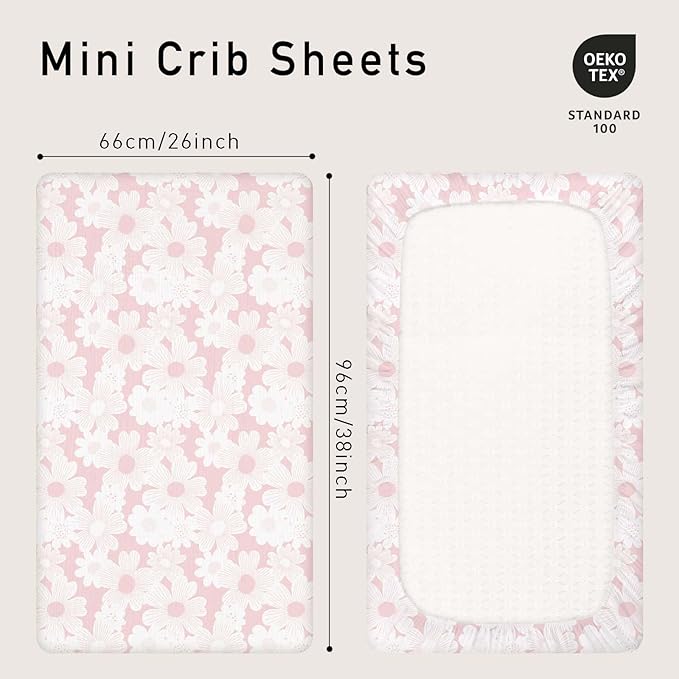 Gllquen Baby Muslin Mini Crib Sheets 3 Pack, Breathable Pack and Play Sheets - Image 4