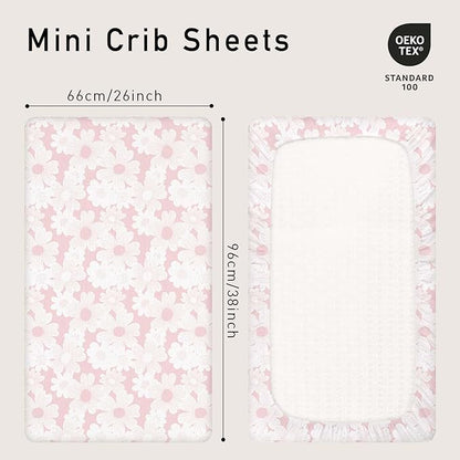 Gllquen Baby Muslin Mini Crib Sheets 3 Pack, Breathable Pack and Play Sheets - Image 4