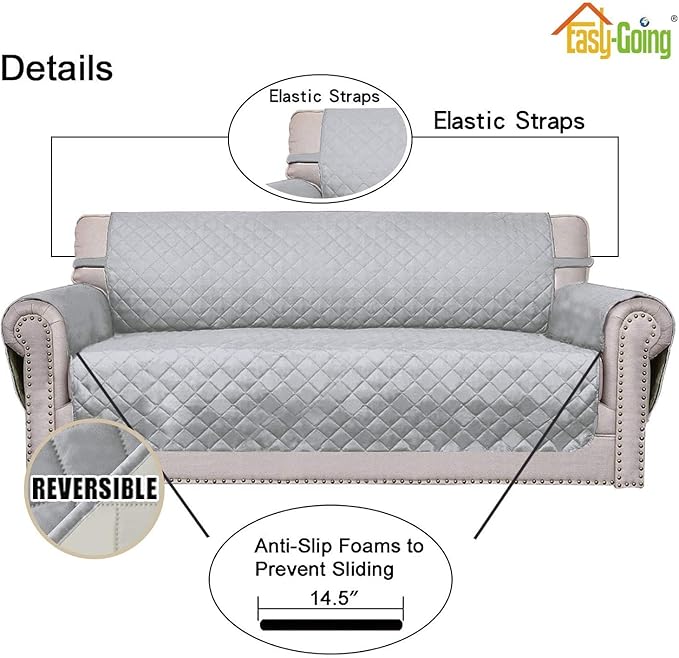 Easy-Going 4 Seater Sofa Slipcover Reversible Sofa Cover Water Resistant Couch - Image 3