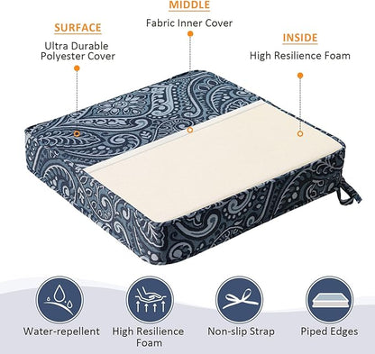 Square Corner Seat Cushions, 18.5" x 16" x 3", Indoor Outdoor Water Repellent - Image 3
