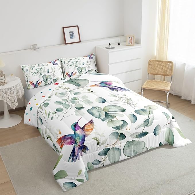 Erosebridal Cartoon Hummingbird King Size Comforter Set Toddler Wildlife Bird - Image 5