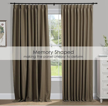 TWOPAGES Wheat Pinch Pleated Room Darkening Curtain 108 Inches Long, Solid - Image 3