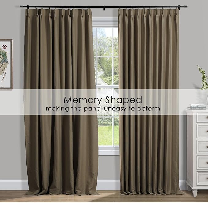 TWOPAGES Wheat Pinch Pleated Room Darkening Curtain 90 Inches Long, Solid - Image 3