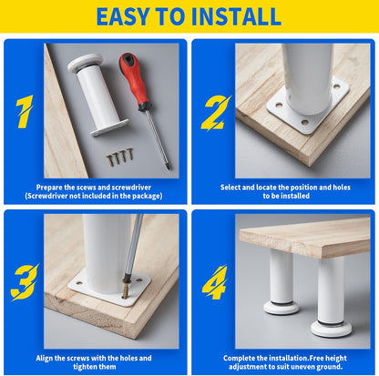 adjustable height bed support legs [with 18pcs screws] showing dimensions