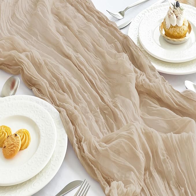 IVAPUPU 10 Pcs Cheesecloth Table Runner - 10ft Nude Boho Gauze Cheese Cloth - Image 2