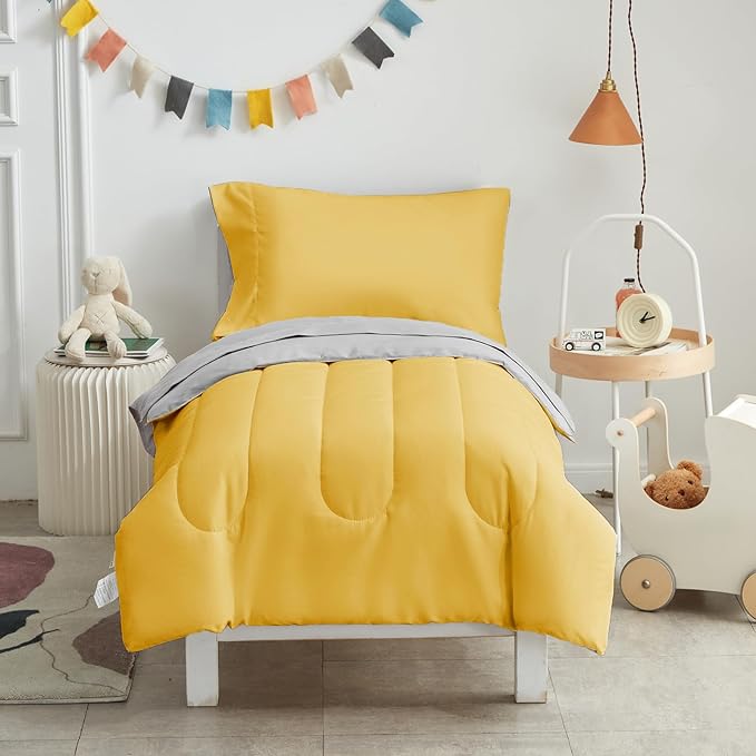 UOZZI BEDDING Yellow 4 Pieces Toddler Bedding Set Ultra Soft and Breathable - Image 2