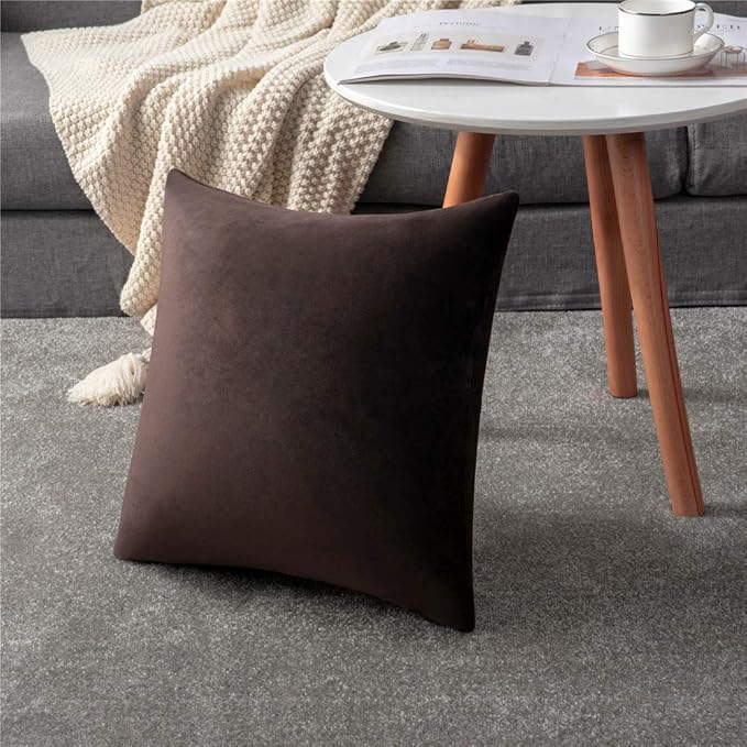 Decorative Pillow Cases 16x16 Chocolate Brown: 2 Pack Cozy Soft polyester - Image 5