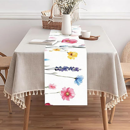 Elegant Watercolor Floral Table Runner – 13x72 Inch Soft Cotton Fabric - Image 8