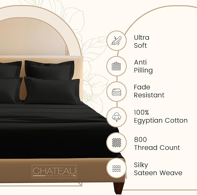 Egyptian Cotton Sheets Split King Size Sheet Set, 800 Thread Count Sateen Weave - Image 4