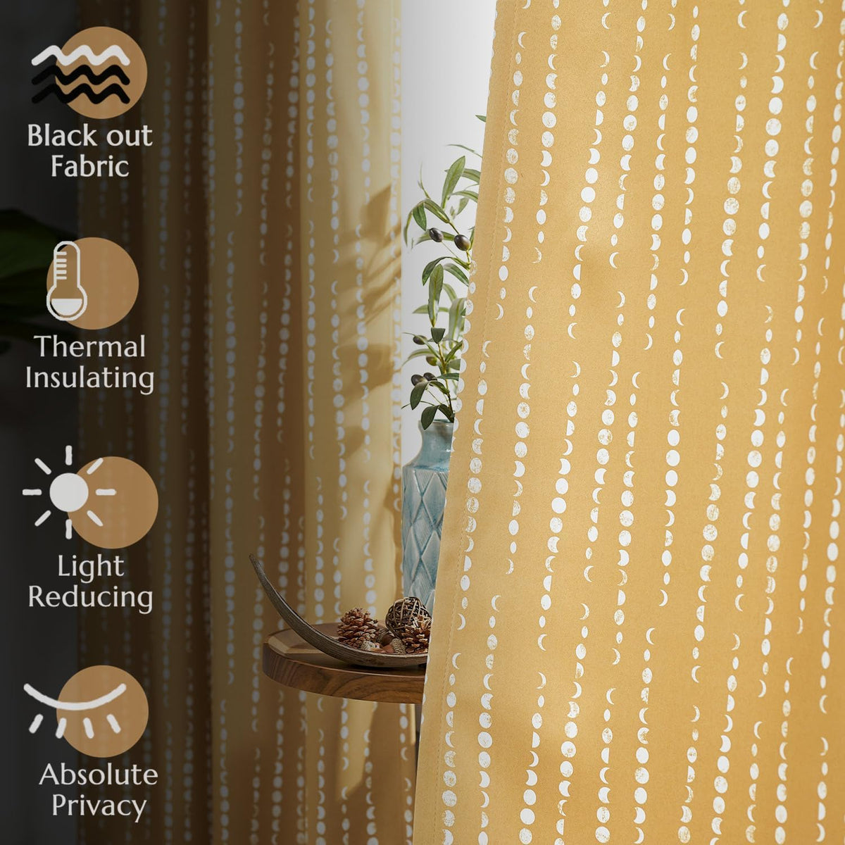 jinchan boho blackout curtains 63 inch length moon, package contents