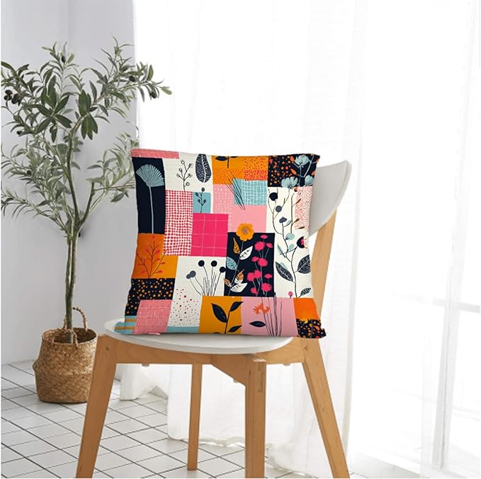 Throw Pillow Covers 18x18 Set of 2, Modern Flowers Cushion Covers, Decorative - Image 2