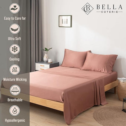 Bella Coterie Luxury Bamboo Viscose Split King Size Sheet Set | 2 Fitted Sheets - Image 3