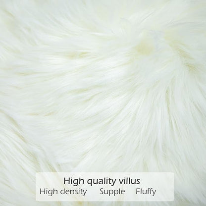 LIGICKY Set of 2 Decorative White Fluffy Throw Pillow Cover Faux Fur Shams - Image 5