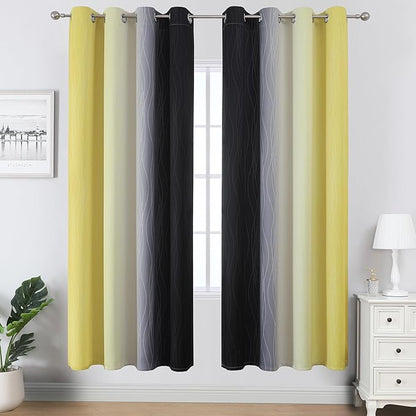 Estelar Textiler Black and Yellow Blackout Curtains - Image 2