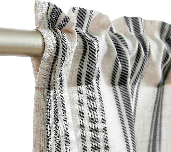 jinchan Striped Linen Kitchen Curtains 36 Inch Tiers Cafe Curtains Farmhouse - Image 6