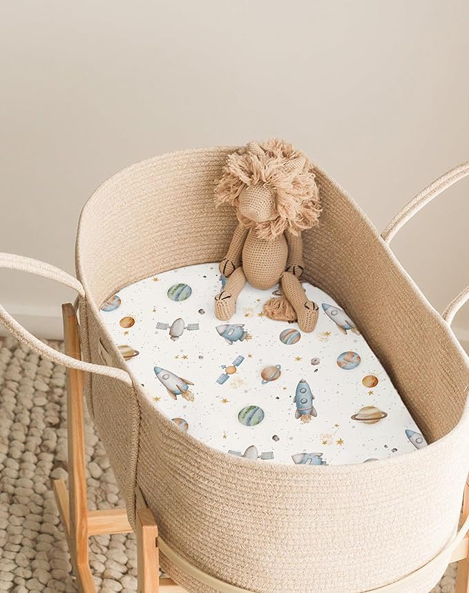 Bassinet Sheets for Baby Girls Boys 2 Pack, Fitted Baby Mattress Sheet for - Image 5