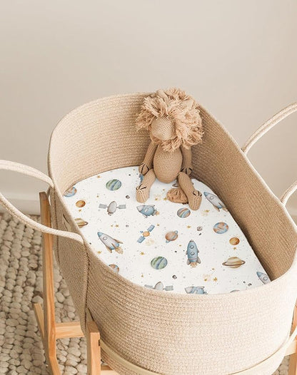 Bassinet Sheets for Baby Girls Boys 2 Pack, Fitted Baby Mattress Sheet for - Image 5