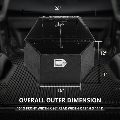 dna motoring trailer tongue box, lockable aluminum truck, close-up detail