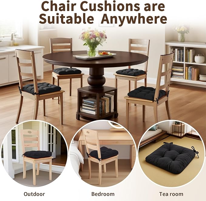 Chair Cushions for Dining Chairs, Tufted Foam Kitchen Chair, Non-Slip Seat - Image 5