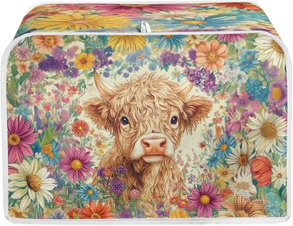 ZFRXIGN Flower Highland Cow Toaster Covers 2 Slice Toaster Dust Cover Hippie by ZFRXIGN