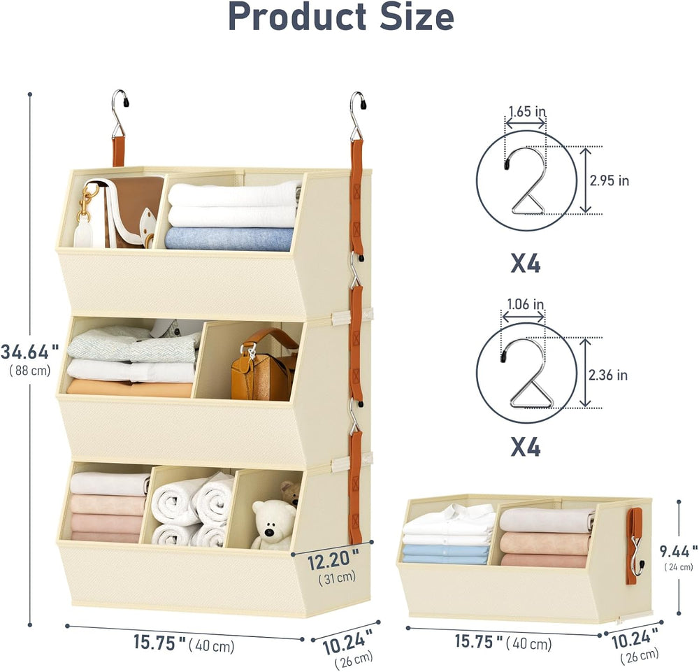 Hanging Closet Organizer Extra Large, Clothes Hanging Shelves for Closet with...