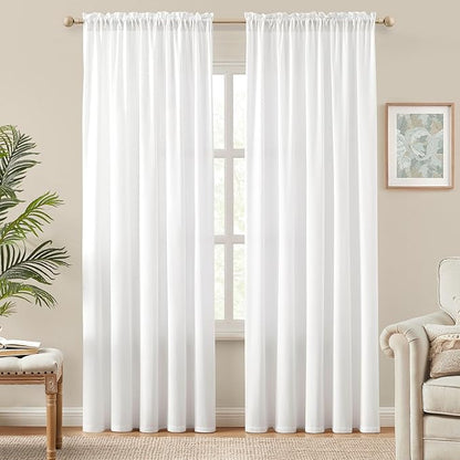 HOMEIDEAS Non-See-Through White Privacy Semi Sheer Curtains 84 Inches Long 2 - Image 2