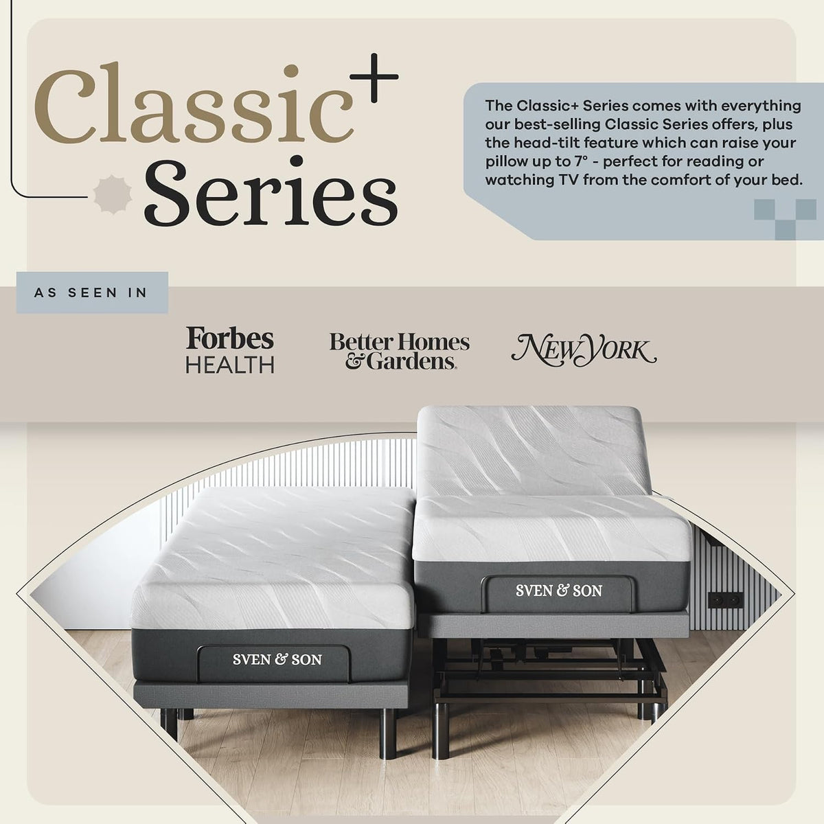 sven & son harmony adjustable bed base, head shown in use