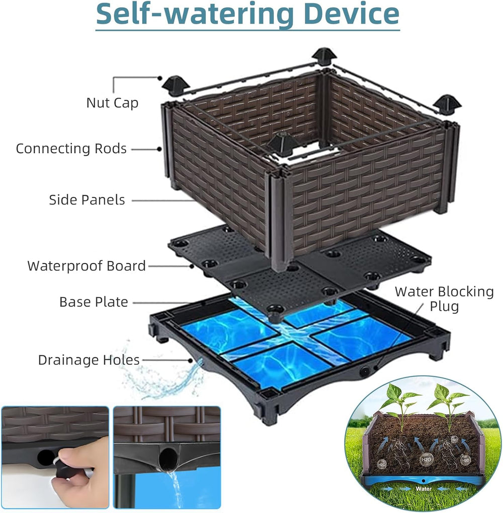 Large Raised Planter Box Outdoor Self Watering 78.7"x15.7"x19.7&quo...