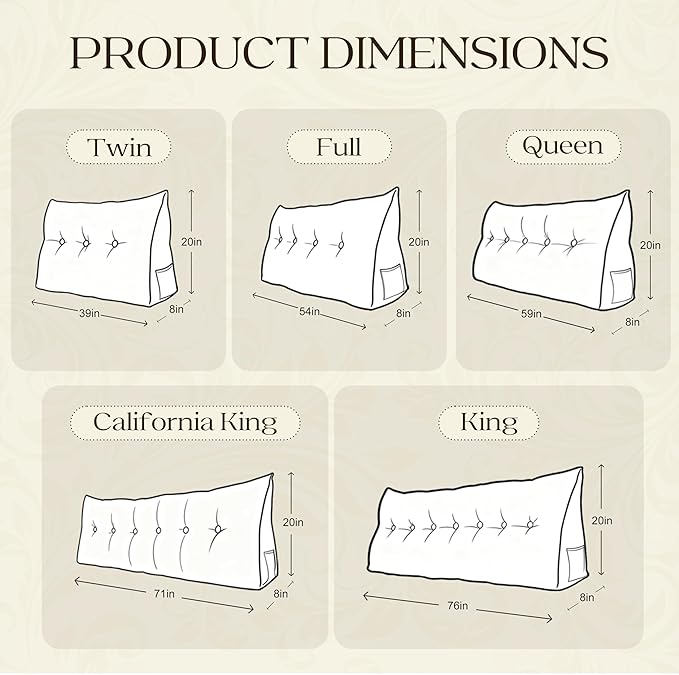 WOWMAX 100% Cotton Corduroy Headboard Pillow – Queen Size Back Support Reading - Image 7