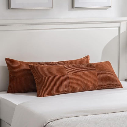 Fancy Homi Set of 2 Rust Boho Long Lumbar Body Decorative Throw Pillow Cover by Fancy+Homi