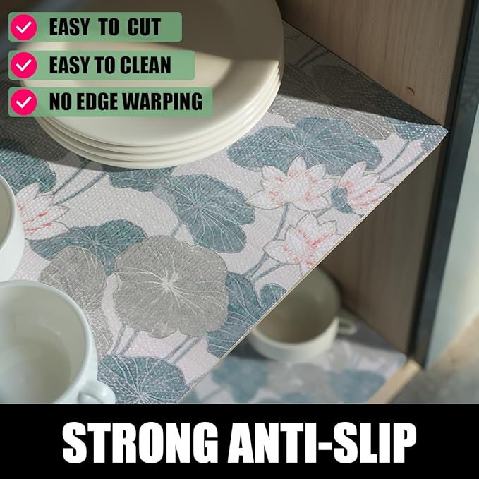 Shelf and Drawer Liner for Cabinets, Non-Adhesive and Strong Non-Slip Lotus - Image 2