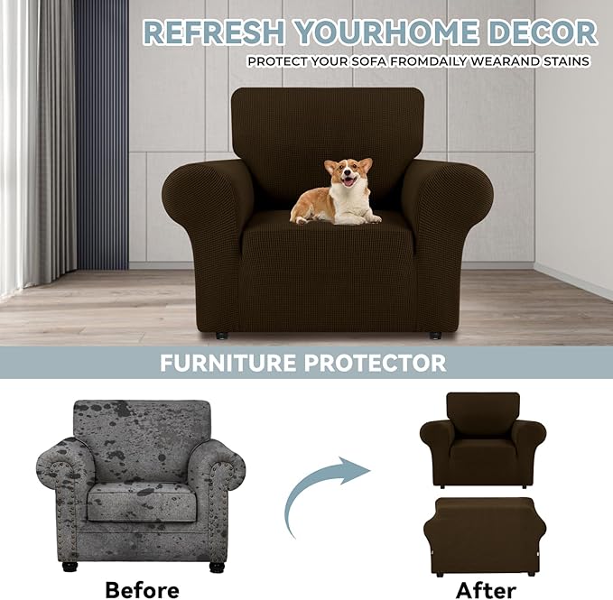 LURKA Stretch Chair Sofa Slipcovers 1 Piece Couch Covers - Image 3