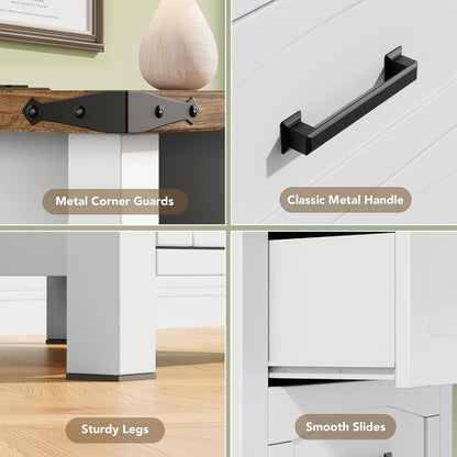 decofy farmhouse nightstand with charging station, 2 drawers on a desk or shelf