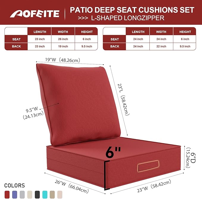 Outdoor Olefin Water-Resistant Deep Seat Cushion Set, Thickened Sofa Chair Pad - Image 3
