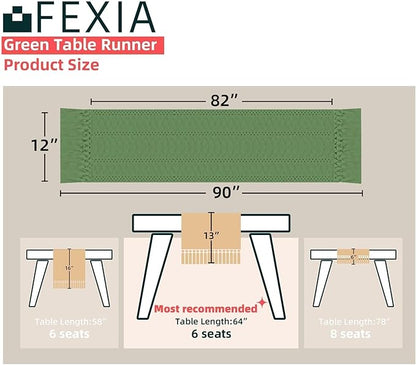 FEXIA Green Table Runner with Tassels - Image 2