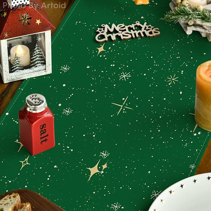 Artoid Mode Xmas Trees Merry Christmas Table Runner, Seasonal Winter Green - Image 3