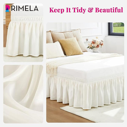 RIMELA Warm White Bed Skirt King Size 12 Inch Drop, Wrap Around Elastic - Image 4