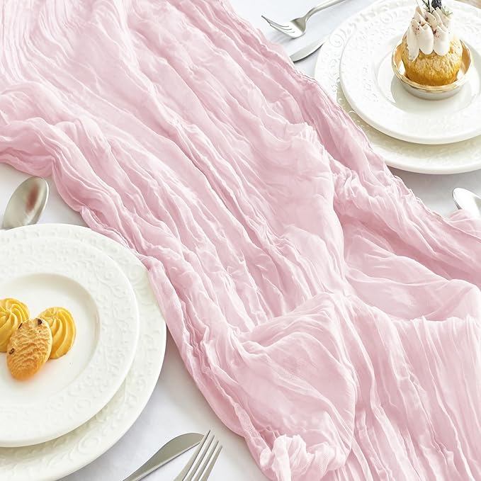 IVAPUPU 10 Pcs Cheesecloth Table Runner - 10ft Pink Boho Gauze Cheese Cloth - Image 2